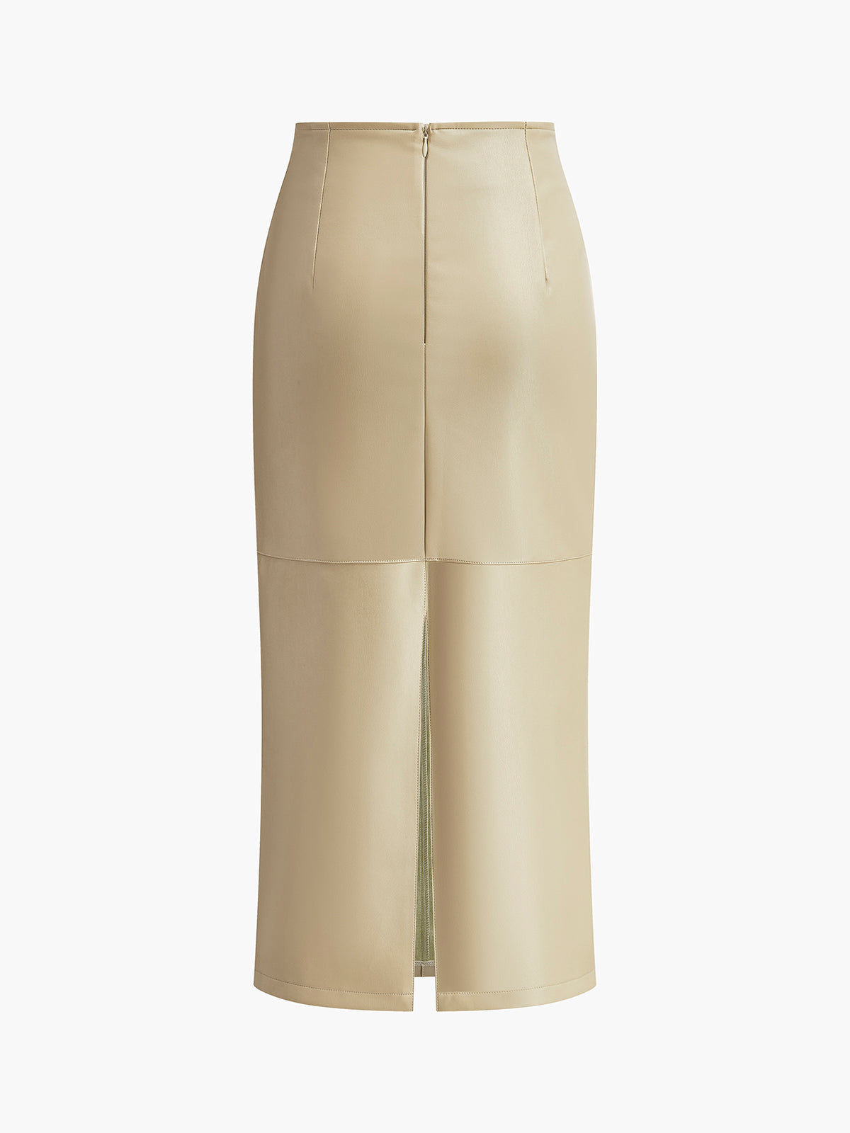 Suni Deri Boru Kesim Midi Etek