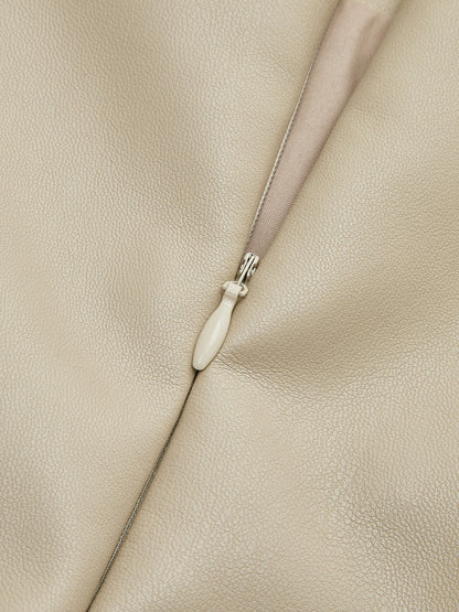 Suni Deri Boru Kesim Midi Etek