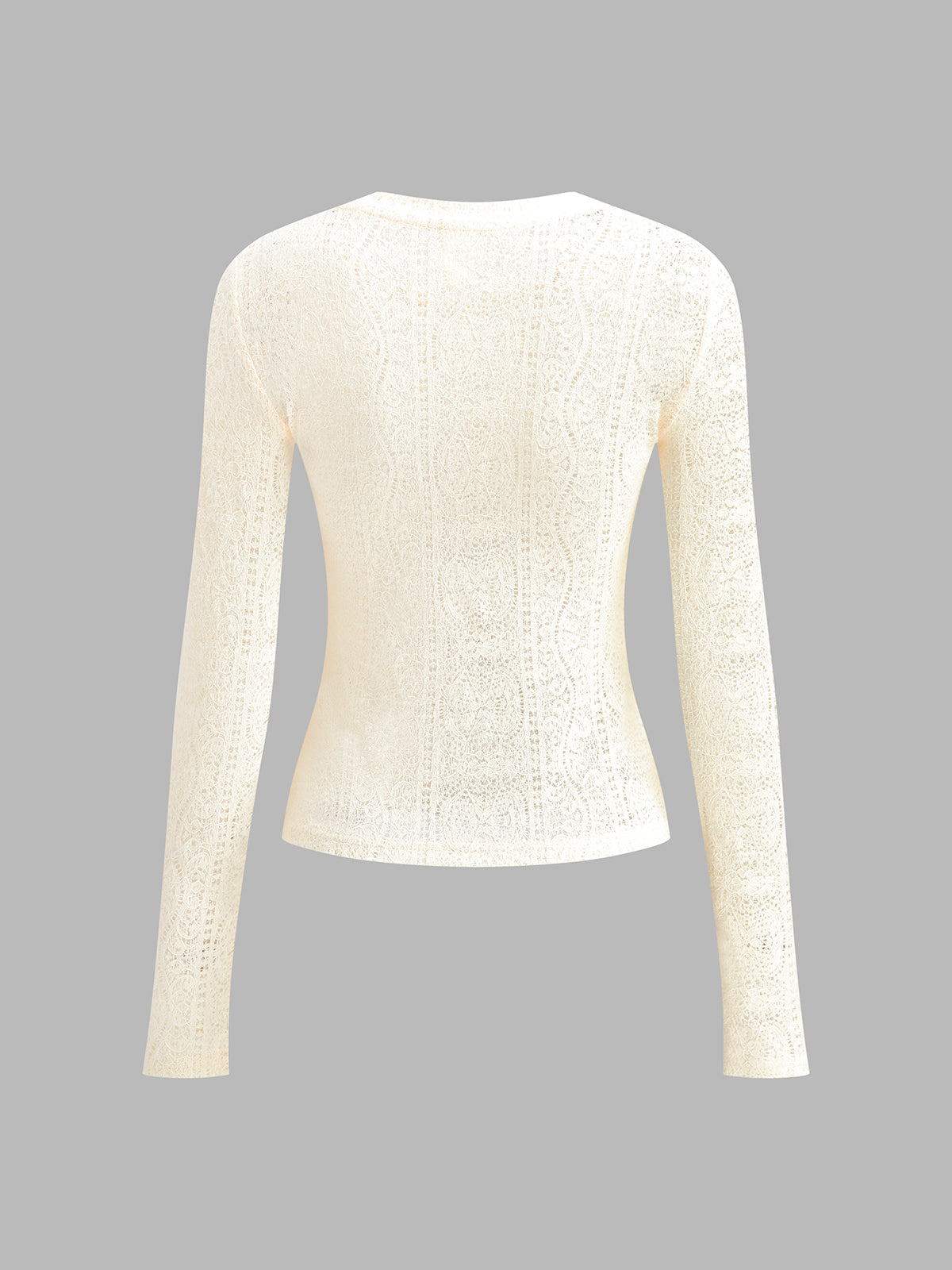 Çiçekli İçi Boş Örgü Yuvarlak Yaka Uzun Kollu Üst