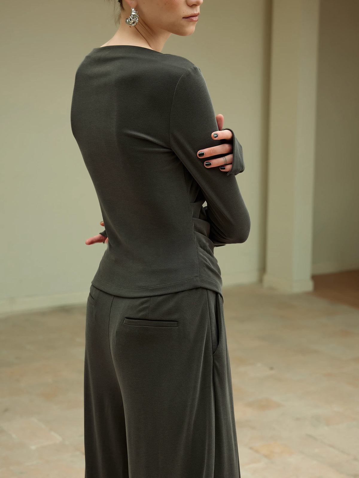 Pileli Drapeli Jersey Pantolon