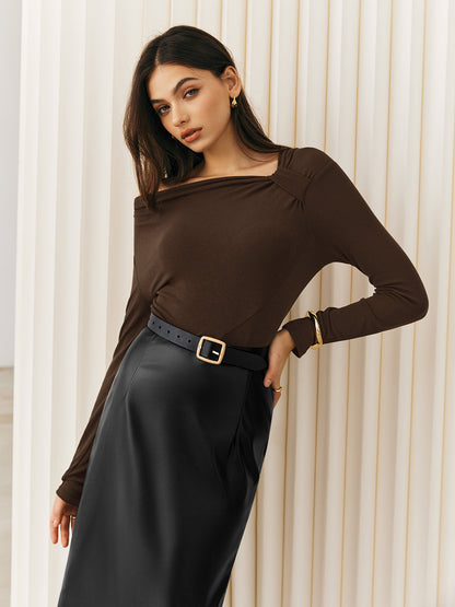Düğümlü Soğuk Omuzlu Jersey Üst