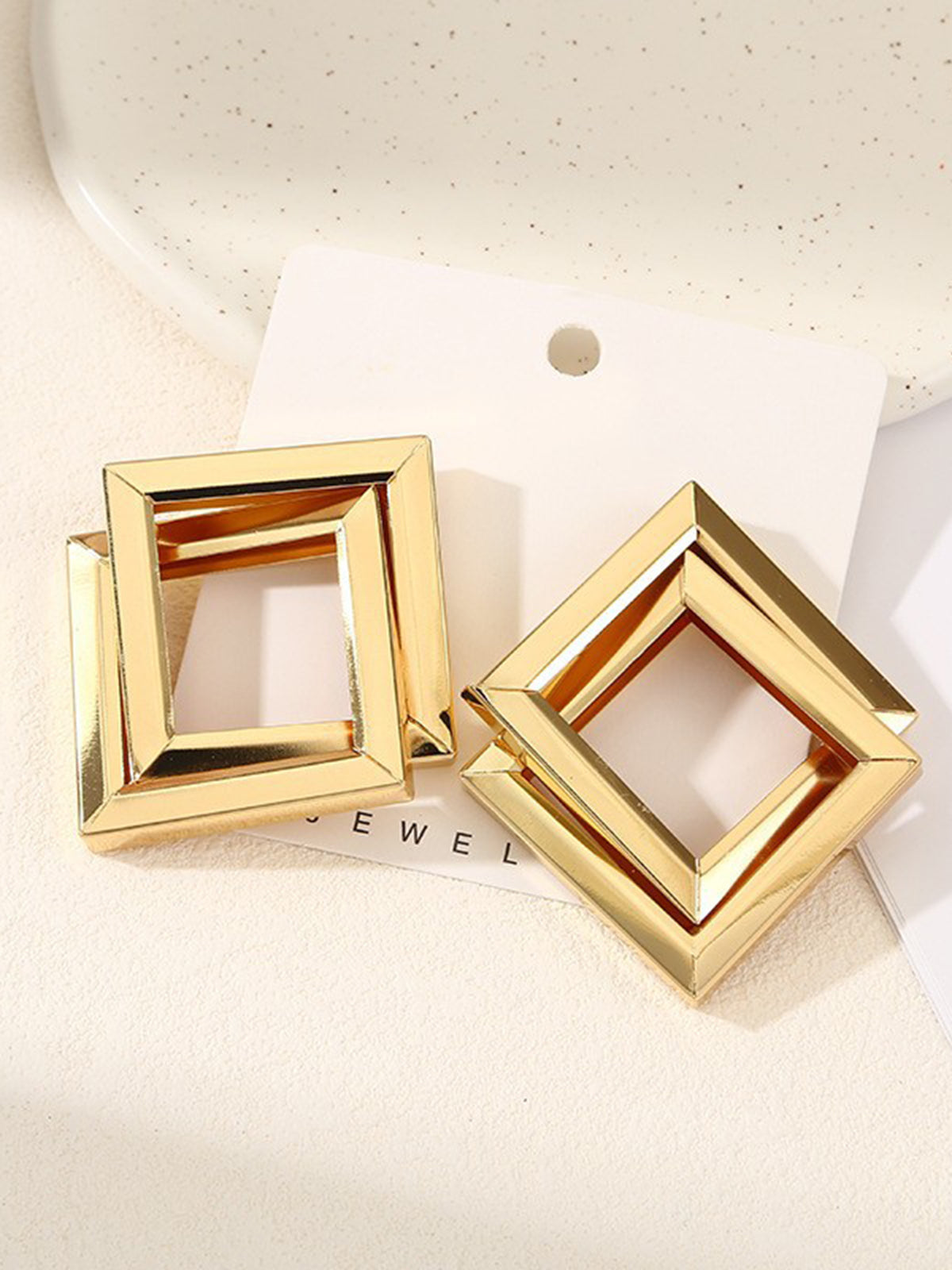 Metal Haç Eşkenar Dörtgen Küpeler