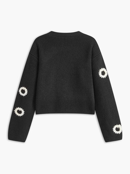 Kontrast Bağlama Düğmeli Kısa Hırka