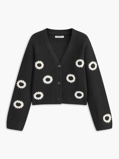 Kontrast Bağlama Düğmeli Kısa Hırka