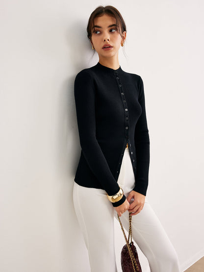 Düğmeli Dar Örgü Üst