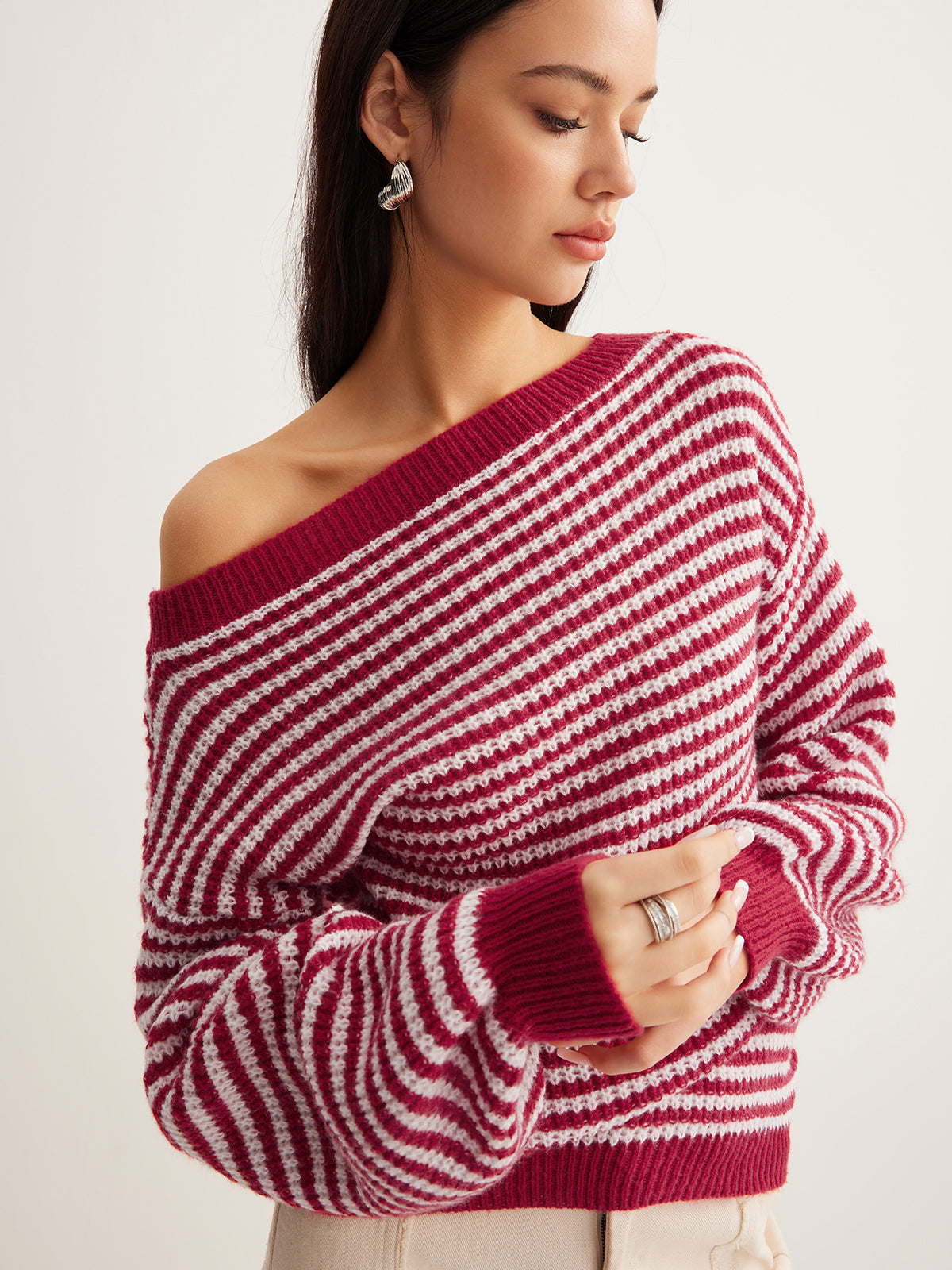 Kontrast Kenarlı Çizgili Svetşört