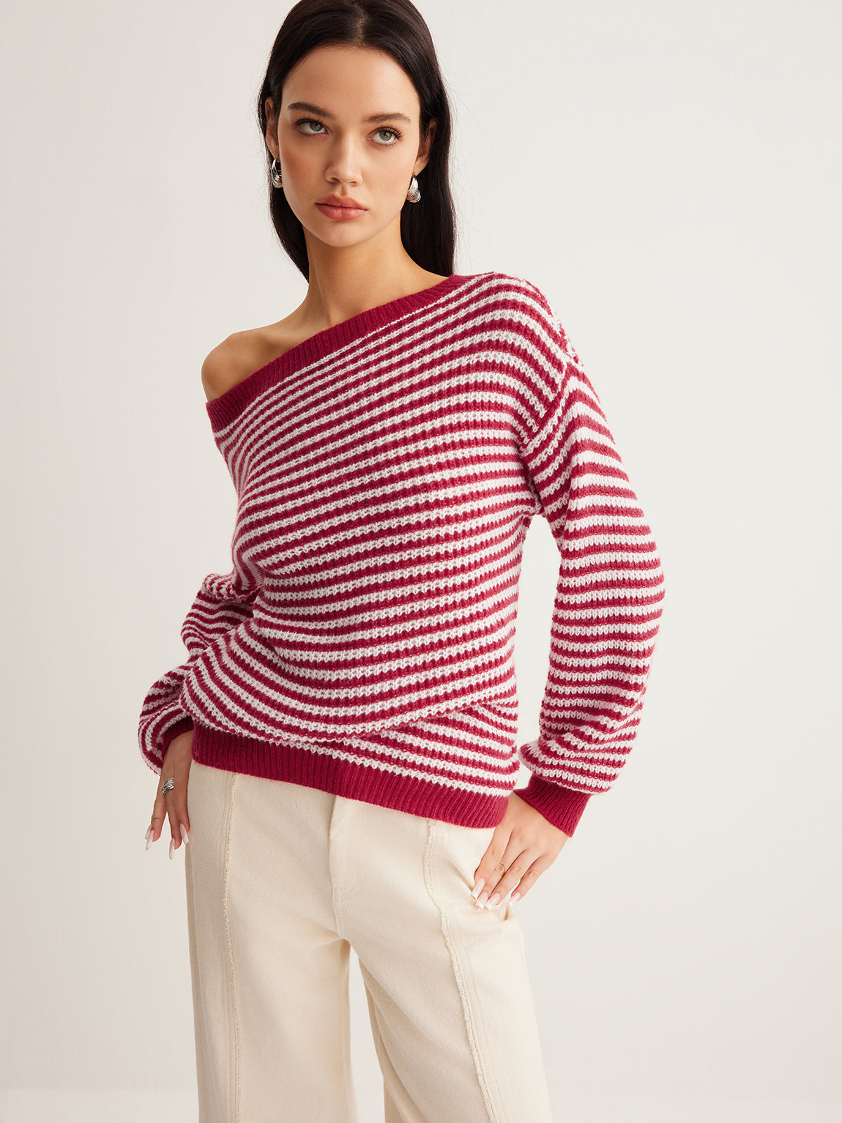 Kontrast Kenarlı Çizgili Svetşört