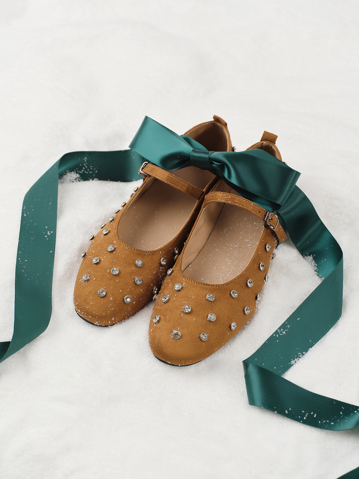 Yapay Elmas Süet Bale Ayakkabıları