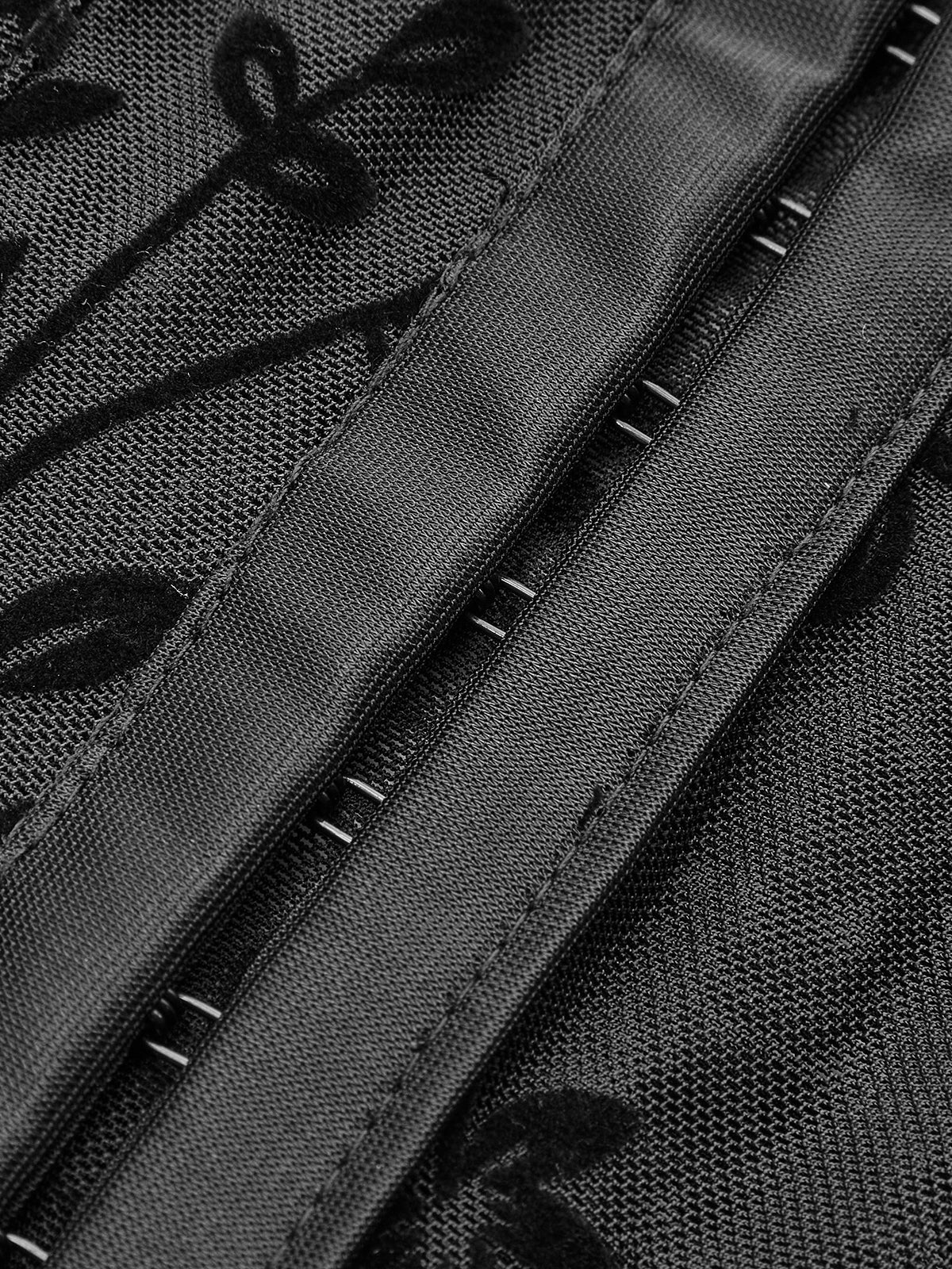 Çiçekli Şeffaf File Yapılı Korse