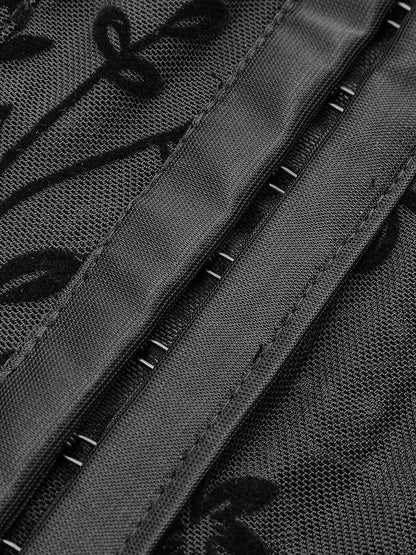 Çiçekli Şeffaf File Yapılı Korse