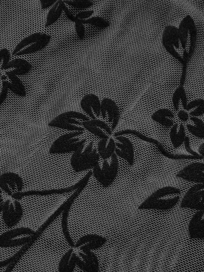 Çiçekli Şeffaf File Yapılı Korse