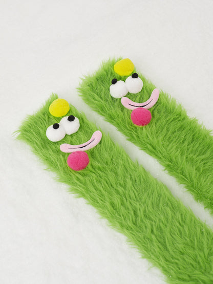 Karikatür Mercan Kadife Orta Boy Çoraplar