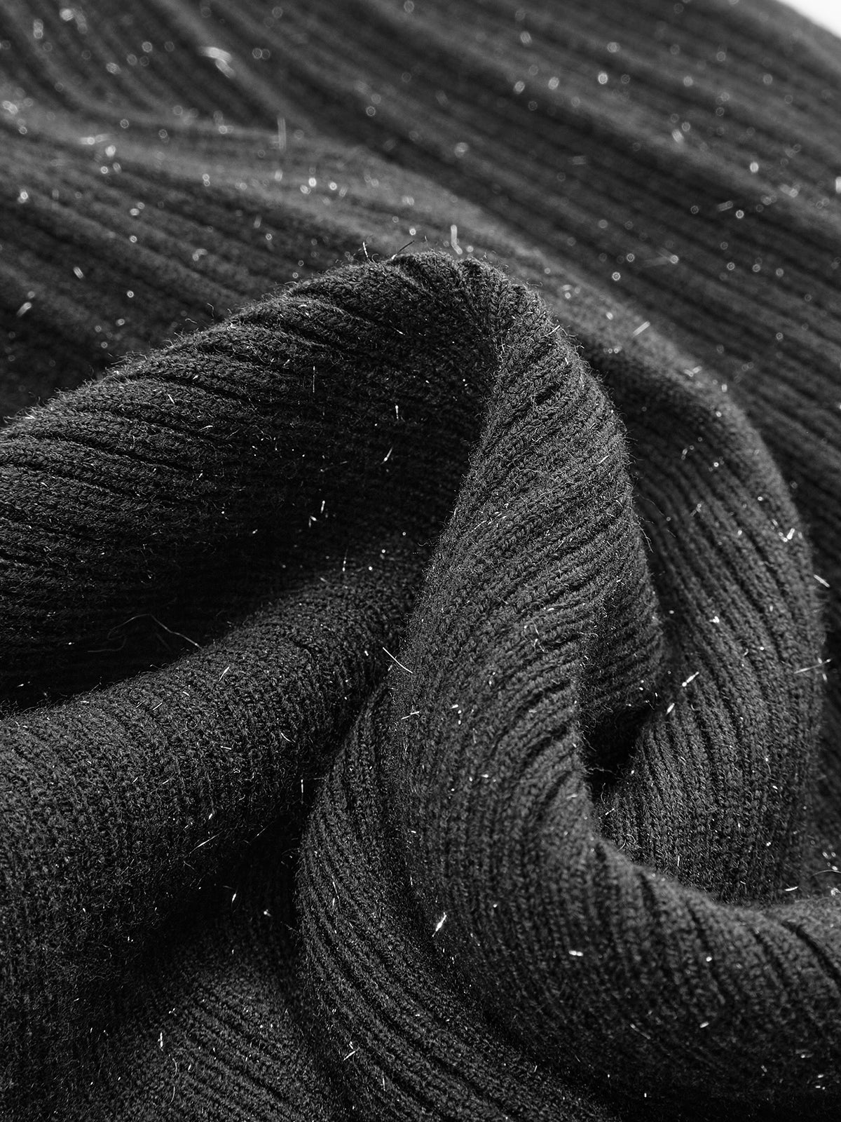 Yapay Elmas Dekorlu Düz Kazak Elbise