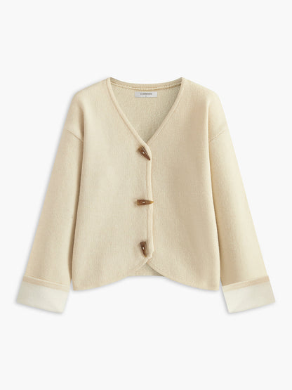 Romantik Düğmeli Drapeli Hırka