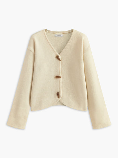 Romantik Düğmeli Drapeli Hırka