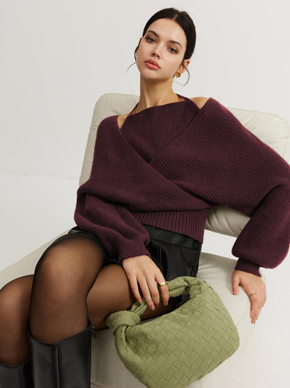 2'si 1 Arada Yarasa Kollu Askılı Örgü Üst