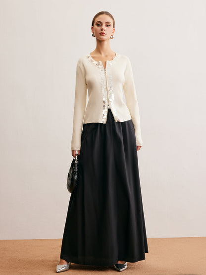 Çift Yönlü Fermuarlı Payetli Hırka