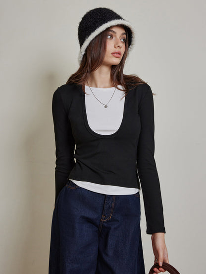 2'si 1 Arada Renk Bloklu Jersey Üst