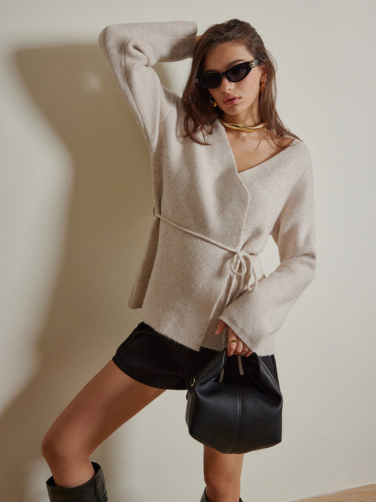 Halatlı Kemerli Sarma Hırka