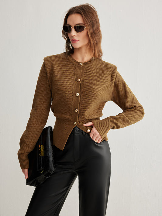 Vintage Yün Karışımlı Düğmeli Hırka