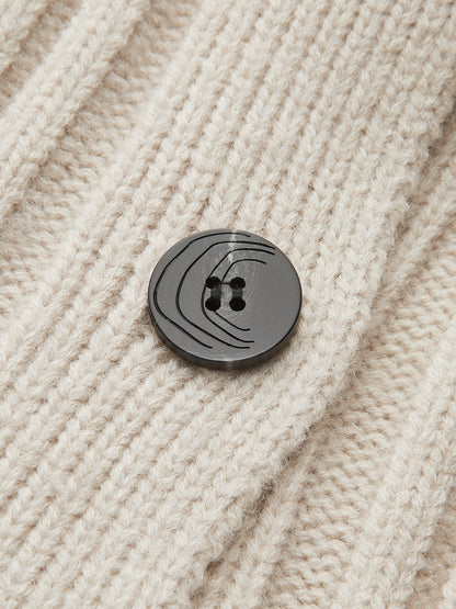 Kontrast Düğmeli Yivli Hırka