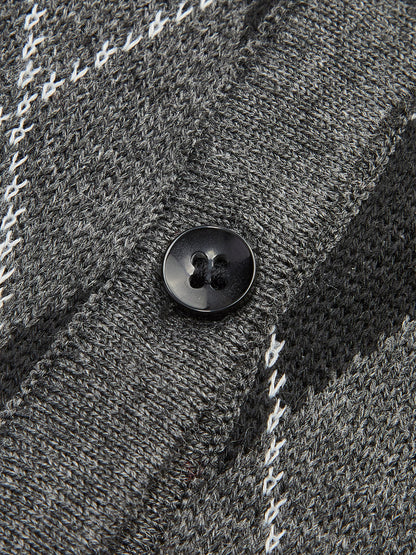 Eşkenar Dörtgen Desenli Kemerli Düğmeli Hırka