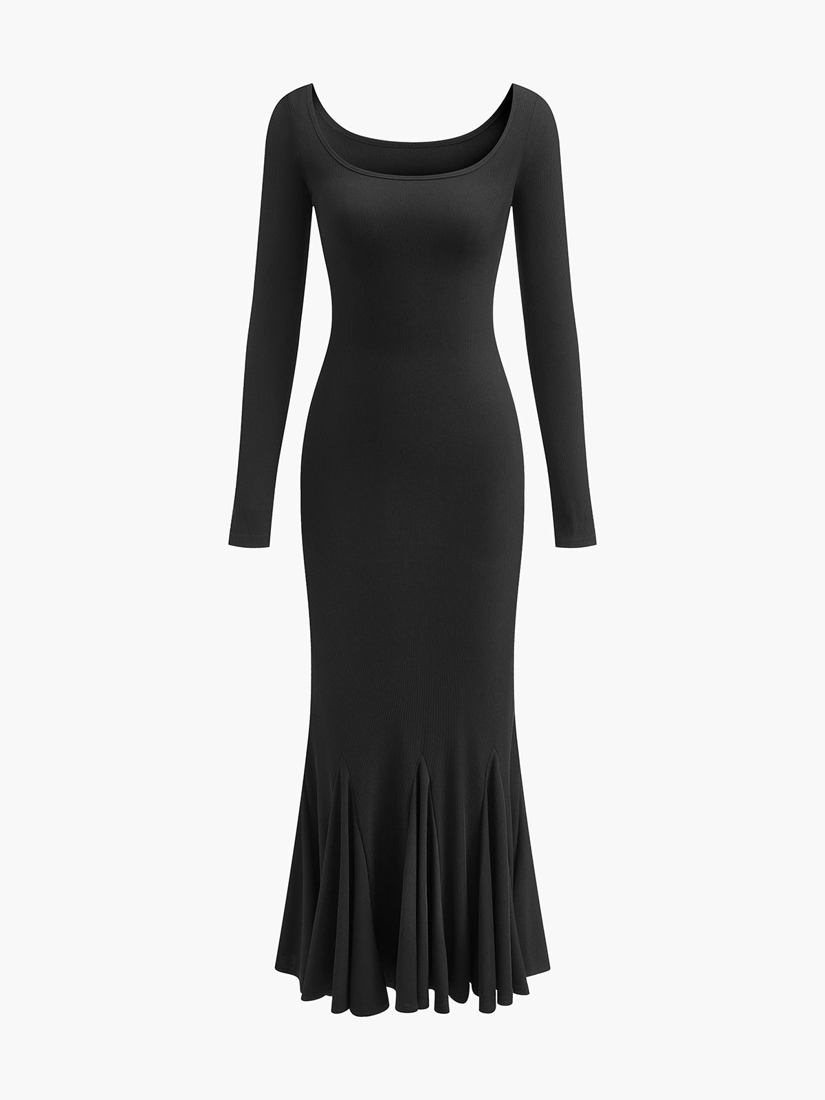 Volanlı İnce Örgü Uzun Elbise