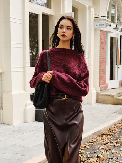 Şık Düz Minky Kazak