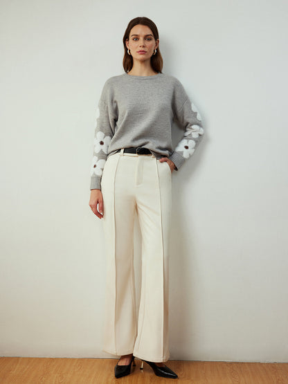 Jakarlı Çiçekli Örgü Üst