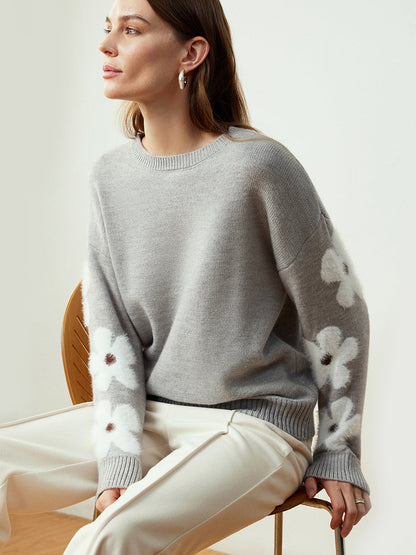 Jakarlı Çiçekli Örgü Üst