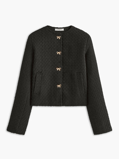 Altın Fiyonklu Tweed Ceket