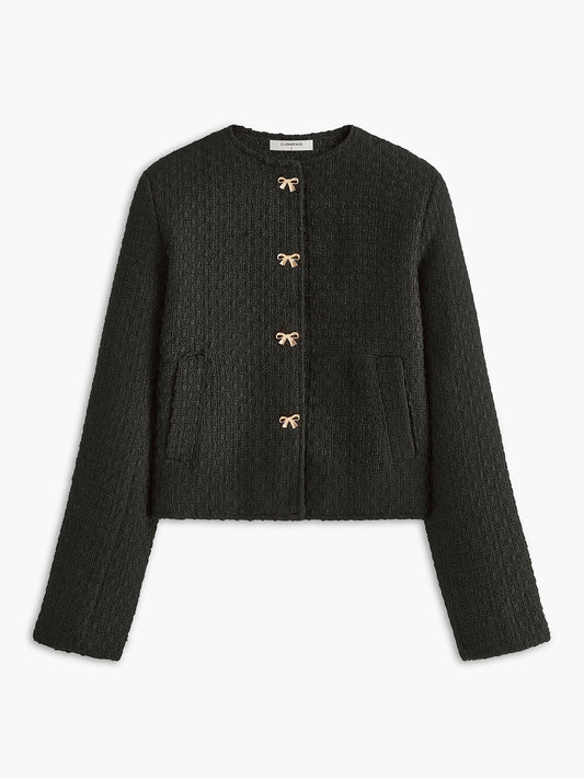 Altın Fiyonklu Tweed Ceket