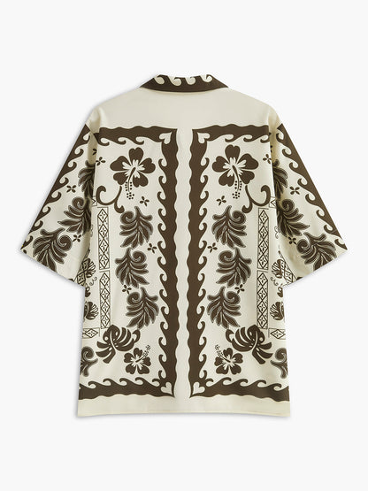 Tropikal Bitki Desenli Tatil Etek Takımı