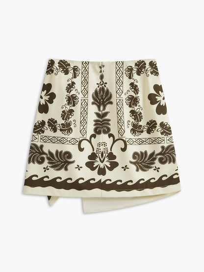 Tropikal Bitki Desenli Tatil Etek Takımı