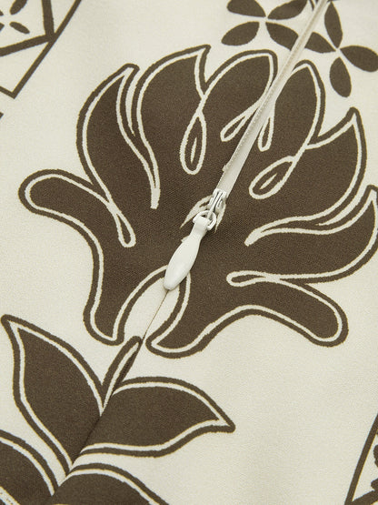 Tropikal Bitki Desenli Tatil Etek Takımı