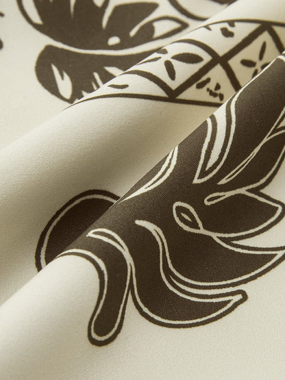 Tropikal Bitki Desenli Tatil Etek Takımı