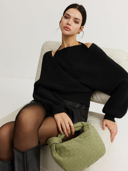 2'si 1 Arada Yarasa Kollu Askılı Örgü Üst