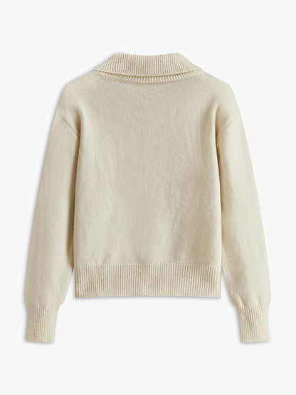 Balıkçı Yaka Kontrast Düğmeli Hırka