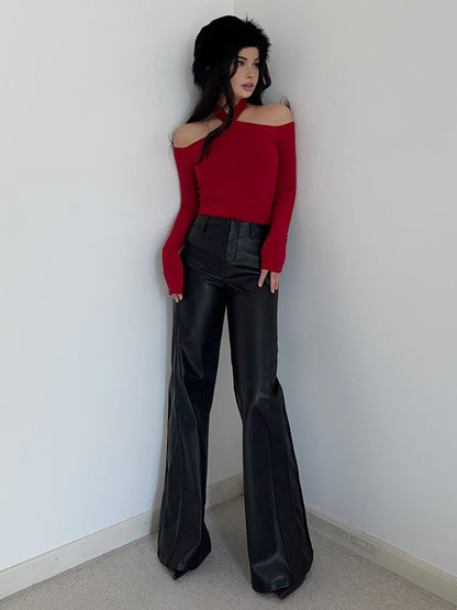 Criss Cross Soğuk Omuzlu Kaburgalı Üst