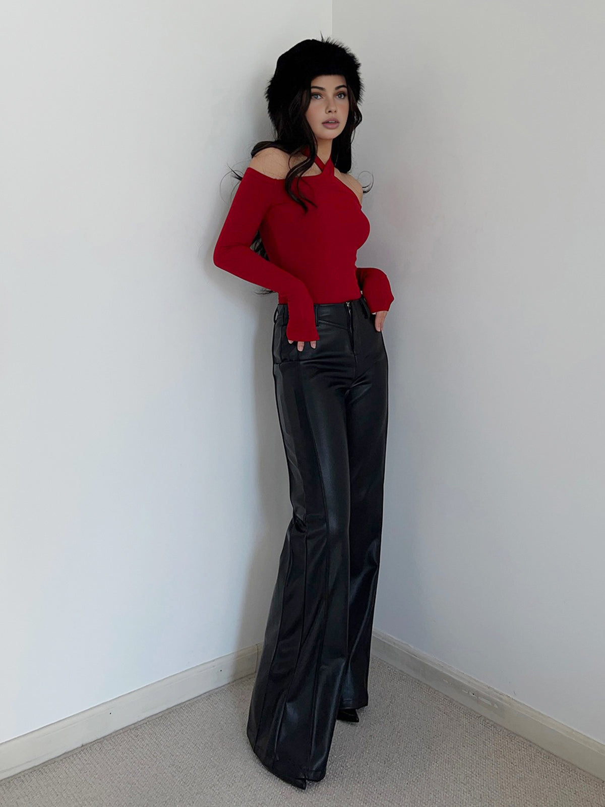 Criss Cross Soğuk Omuzlu Kaburgalı Üst