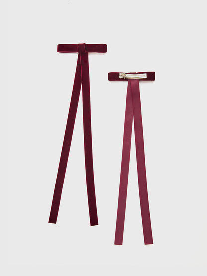 2 Adet Kadife Fiyonklu Saç Tokası