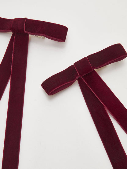 2 Adet Kadife Fiyonklu Saç Tokası