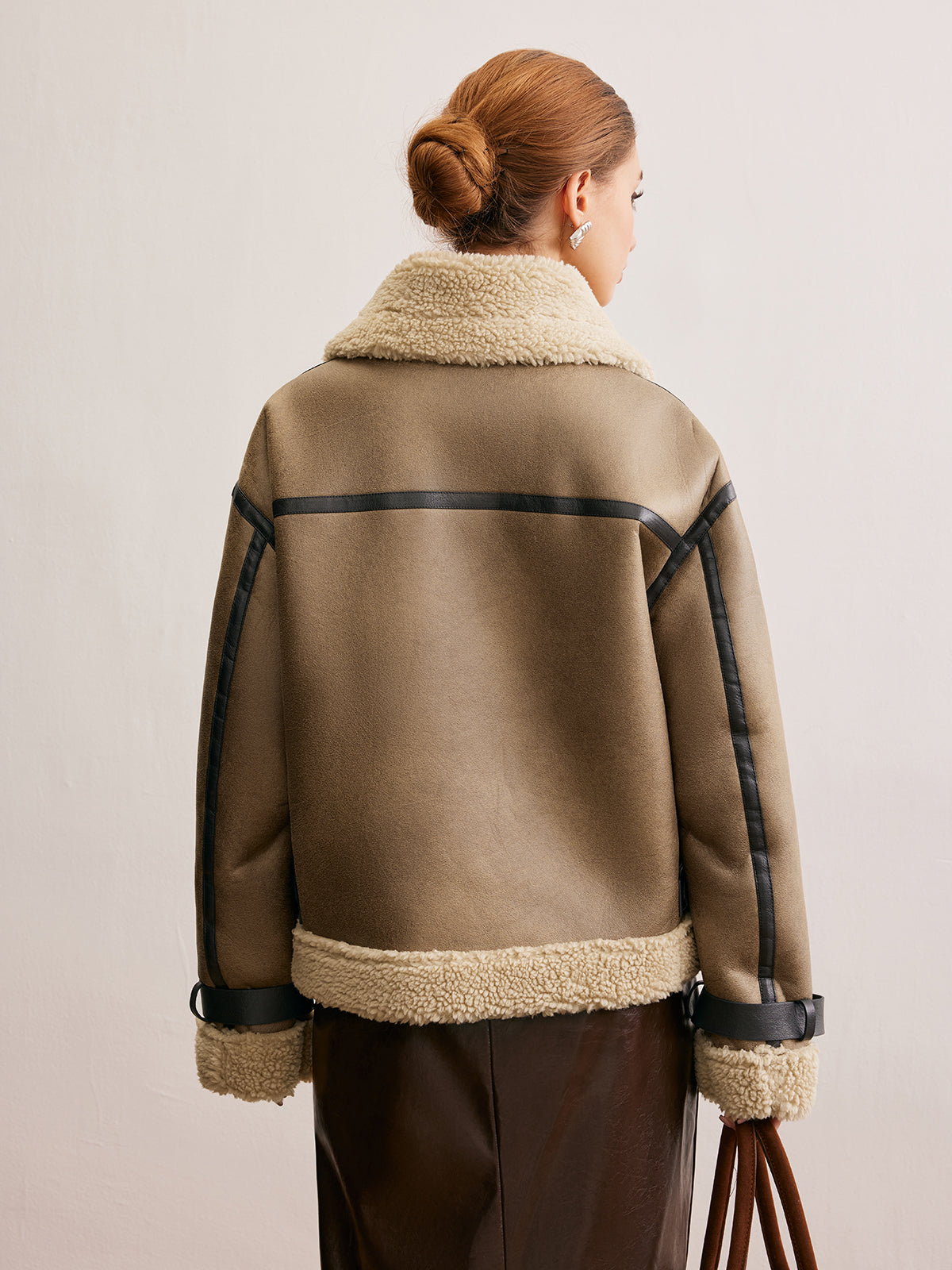 Suni Deri Fermuarlı Teddy Mont