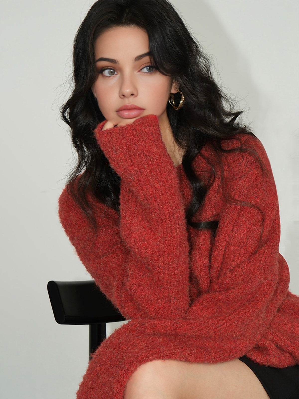 Yün Karışımlı Şık Kaburga Kazak