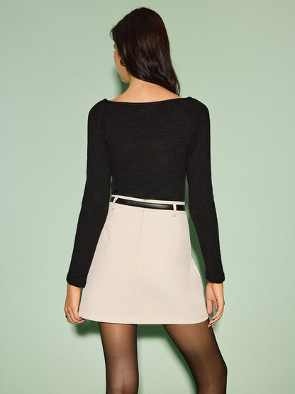 V Yakalı Önü Fiyonklu İnce Kazak