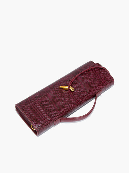 Çift Yönlü Kapaklı Dokulu Omuz Çantası