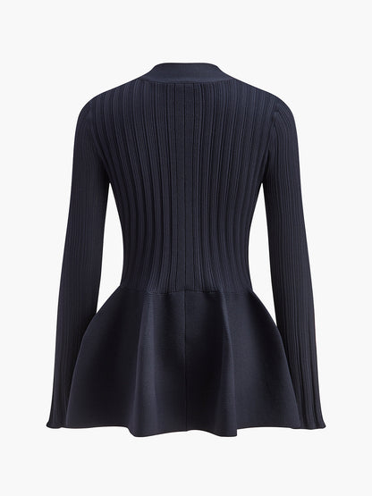 V Yakalı Volanlı Düğmeli Hırka