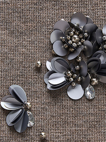 Yün Karışımlı Pileli Payetli Kazak Etek