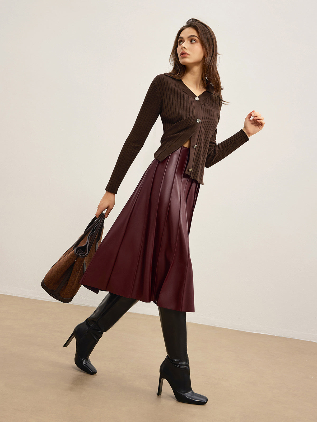 Şık Yüksek Esnek Polo Hırka