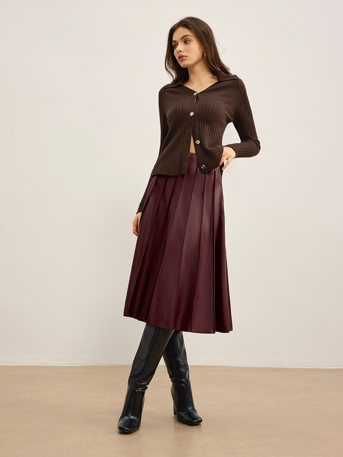 Şık Yüksek Esnek Polo Hırka